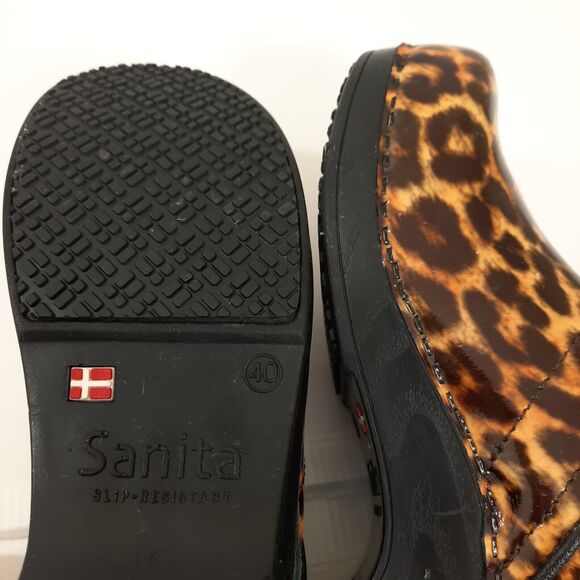 Sanita Clogs Sz 40 US 8.5 9 Leopard Cheetah Print Comfort Slip Resistant Shoes - Picture 12 of 14